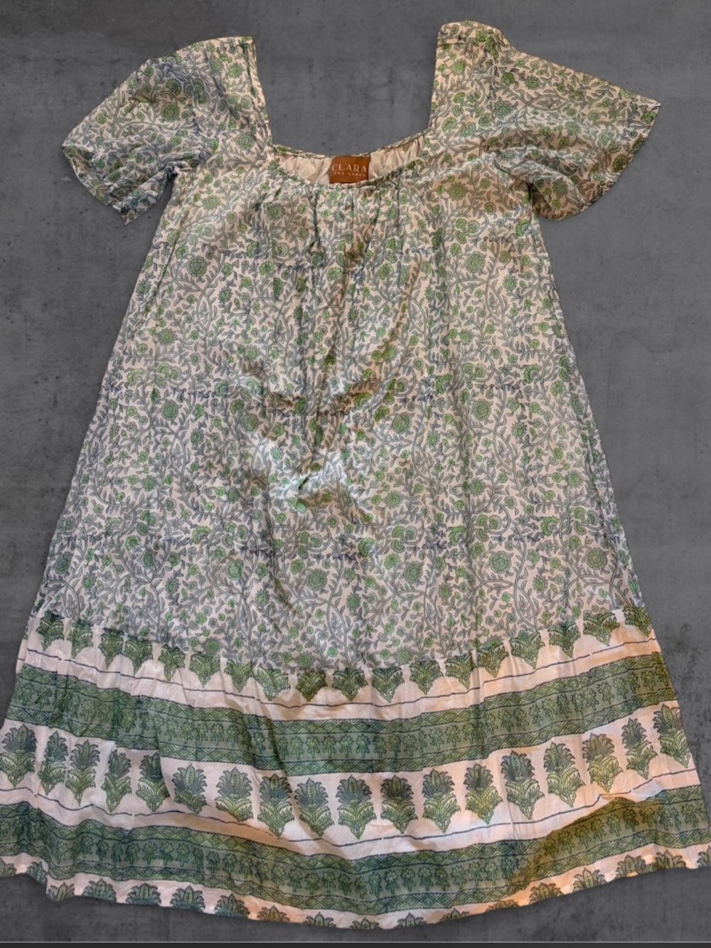 Green Blue Paisley‎ Butta Print Cottagecore Prairie Cotton Boho Midi Dress